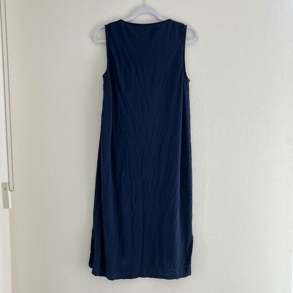 Eileen Fisher Organic Linen Tank Dress Navy Blue Small - Picture 3 of 12